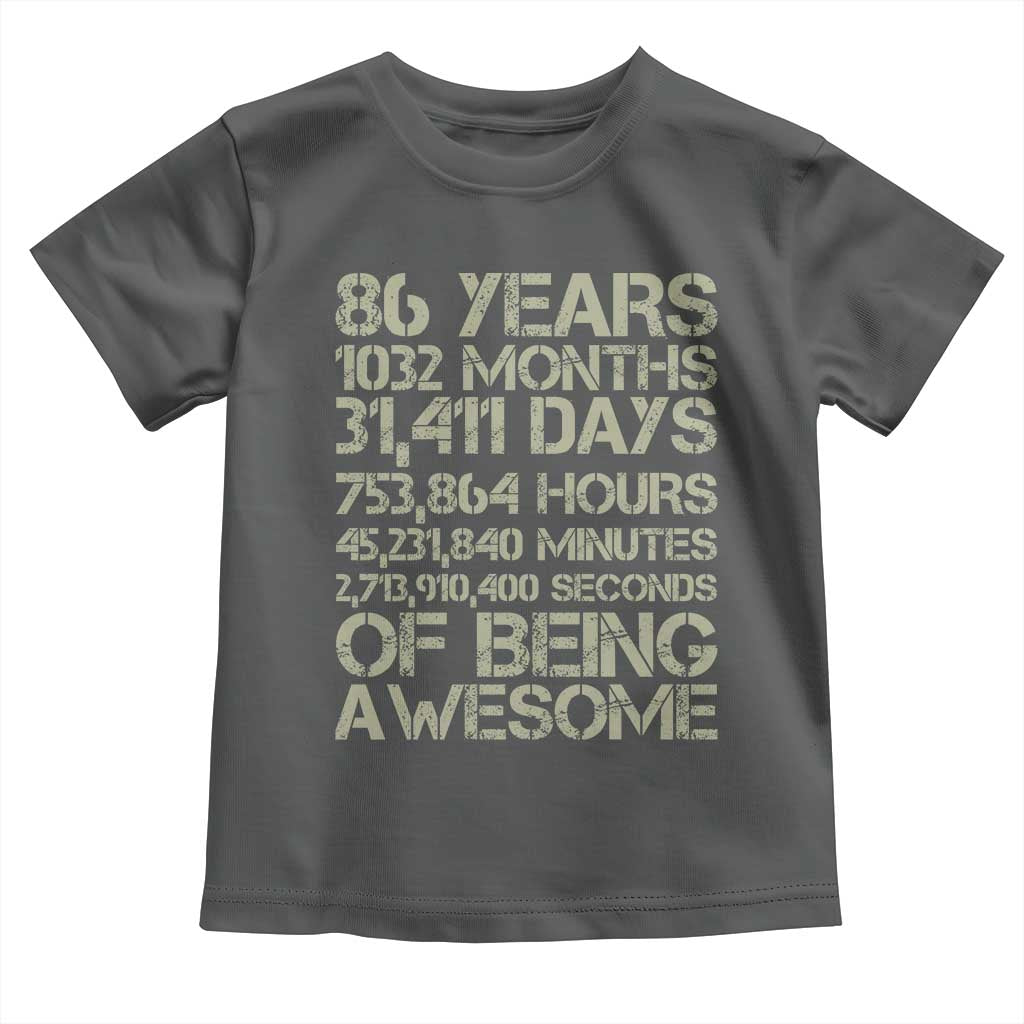 Vintage 86th Milestone Birthday Toddler T Shirt 86 Years Of Being Awesome