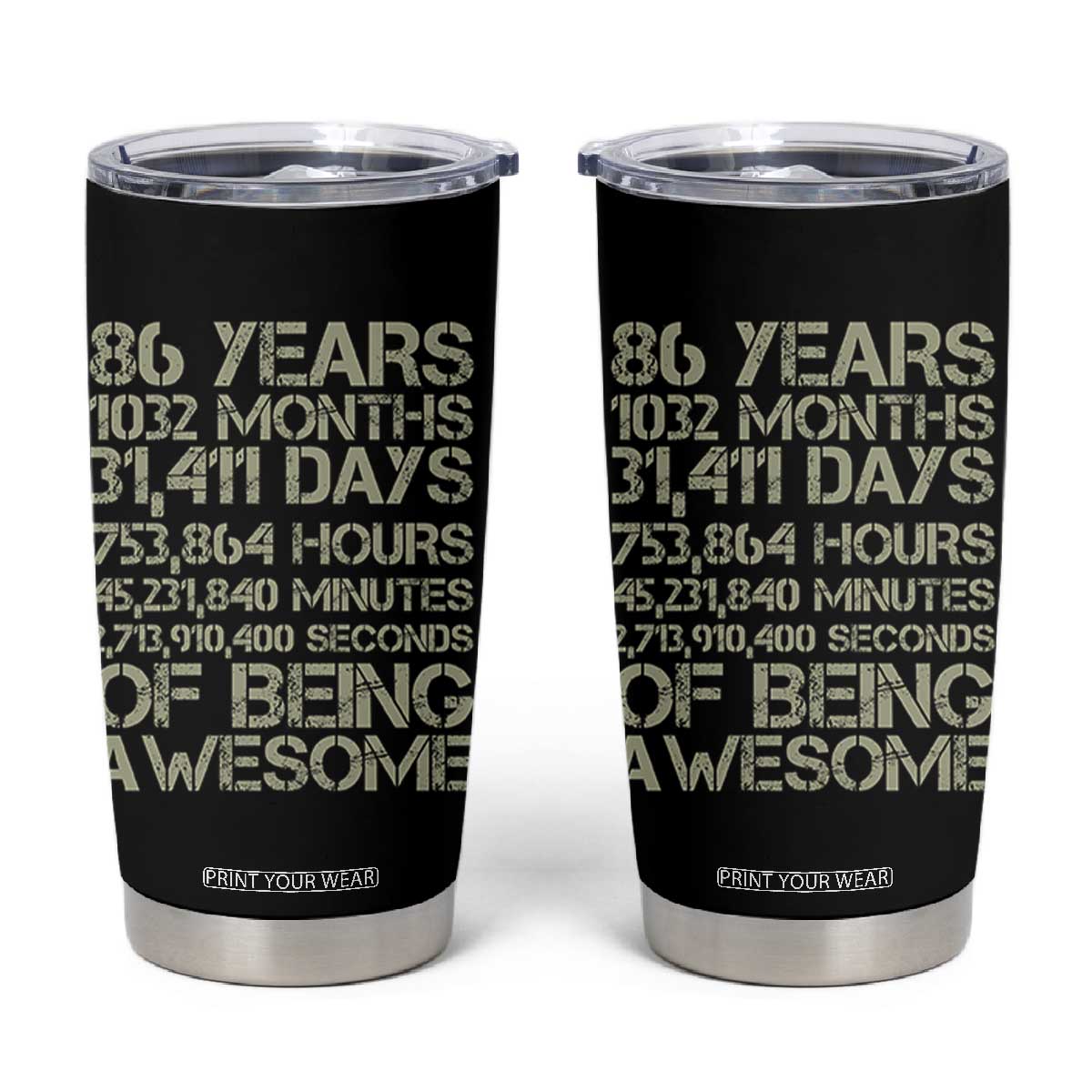 Vintage 86th Milestone Birthday Tumbler Cup 86 Years Of Being Awesome