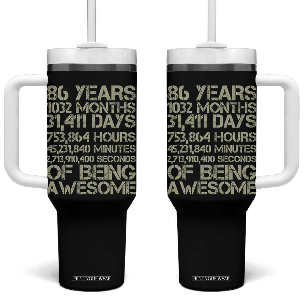 Vintage 86th Milestone Birthday Tumbler With Handle 86 Years Of Being Awesome