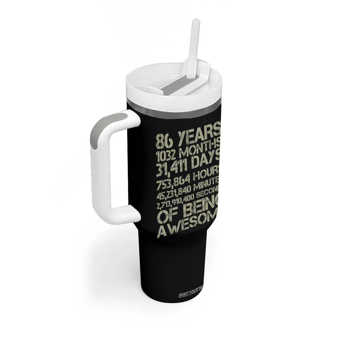 Vintage 86th Milestone Birthday Tumbler With Handle 86 Years Of Being Awesome