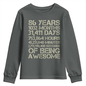 Vintage 86th Milestone Birthday Youth Sweatshirt 86 Years Of Being Awesome