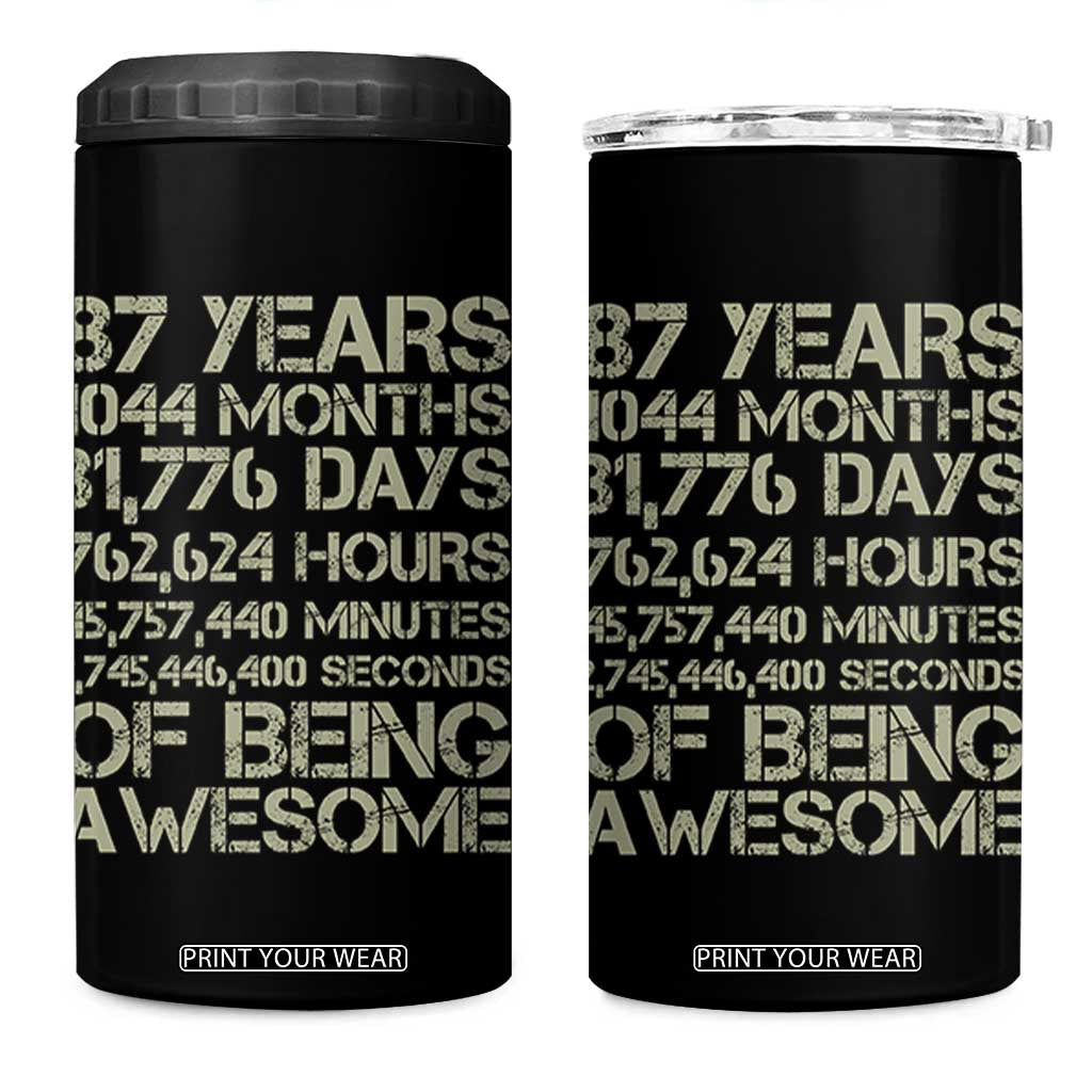 Vintage 87th Milestone Birthday 4 in 1 Can Cooler Tumbler 87 Years Of Being Awesome