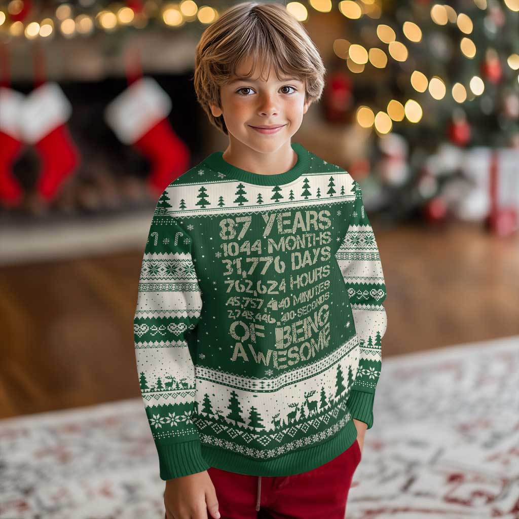 Vintage 87th Milestone Birthday Ugly Christmas Sweater 87 Years Of Being Awesome