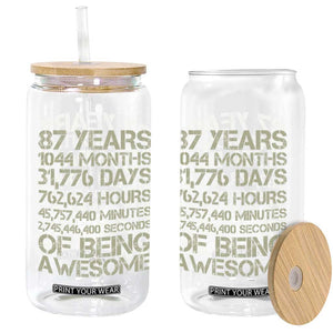 Vintage 87th Milestone Birthday Glass Can 87 Years Of Being Awesome