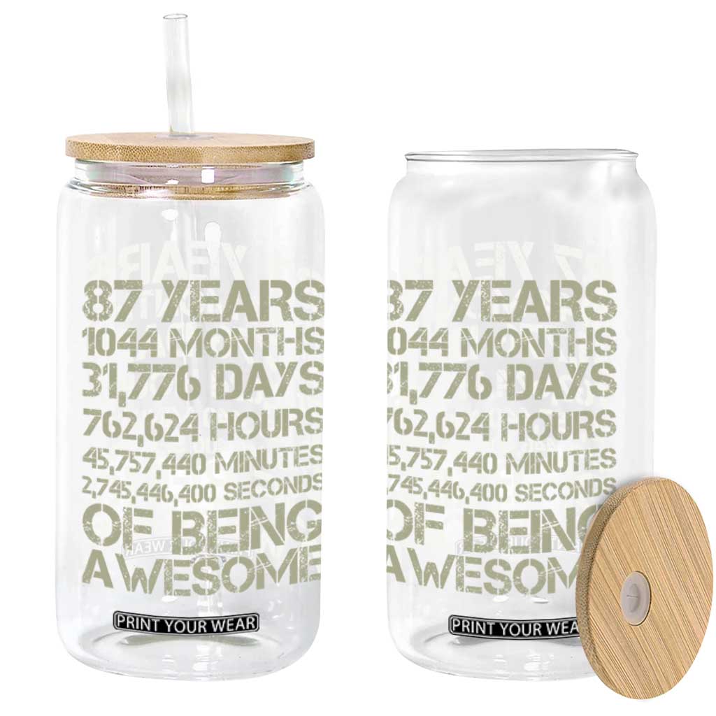 Vintage 87th Milestone Birthday Glass Can 87 Years Of Being Awesome