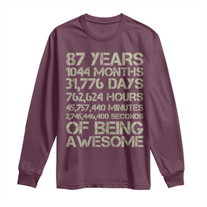 Vintage 87th Milestone Birthday Long Sleeve Shirt 87 Years Of Being Awesome