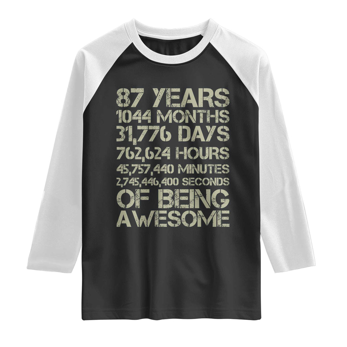 Vintage 87th Milestone Birthday Raglan Shirt 87 Years Of Being Awesome