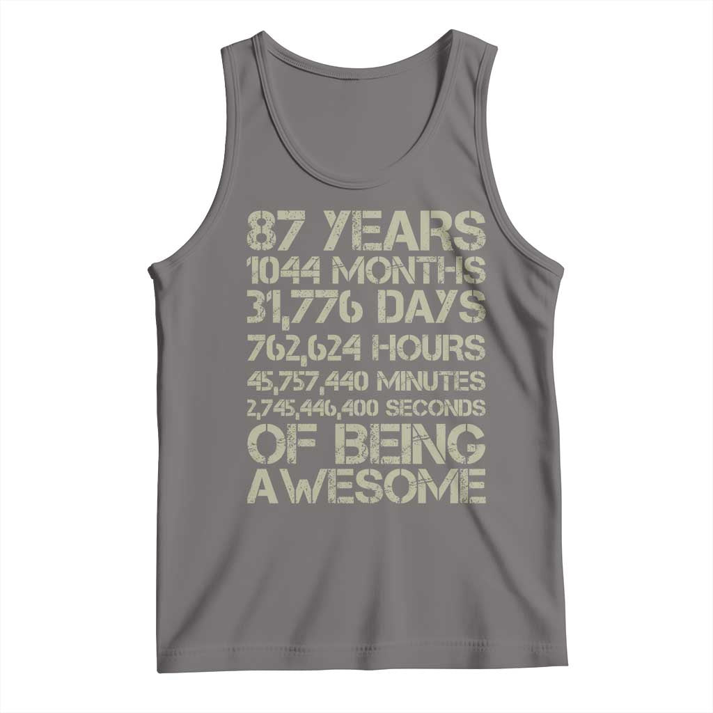Vintage 87th Milestone Birthday Tank Top 87 Years Of Being Awesome