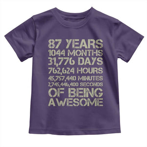 Vintage 87th Milestone Birthday Toddler T Shirt 87 Years Of Being Awesome