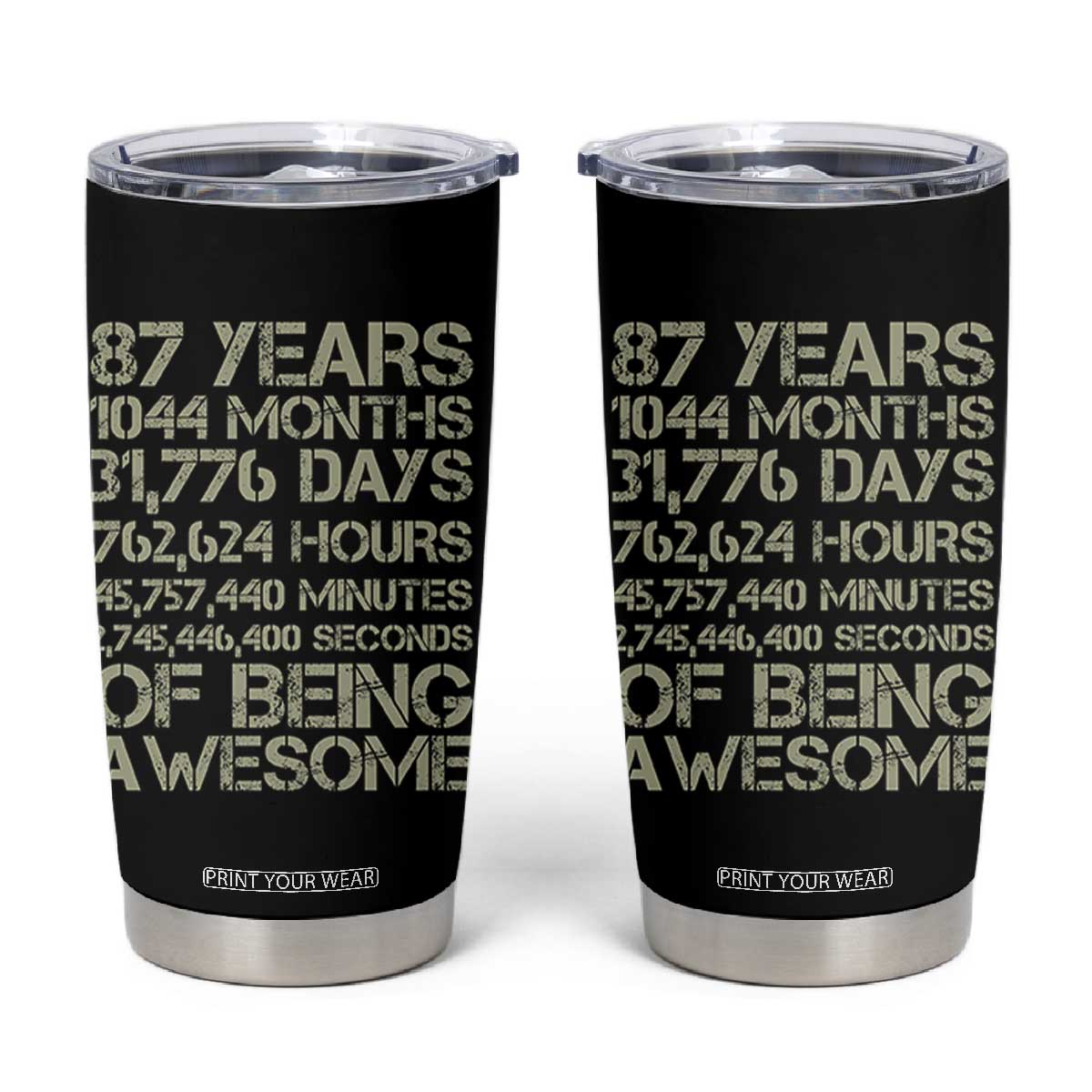 Vintage 87th Milestone Birthday Tumbler Cup 87 Years Of Being Awesome