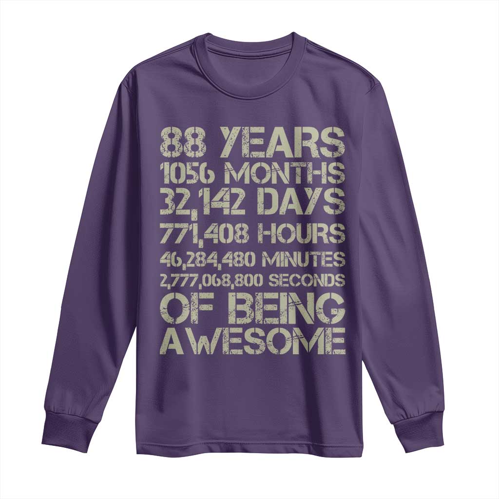 Vintage 88th Milestone Birthday Long Sleeve Shirt 88 Years Of Being Awesome