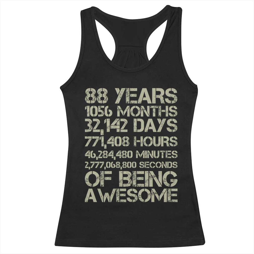 Vintage 88th Milestone Birthday Racerback Tank Top 88 Years Of Being Awesome