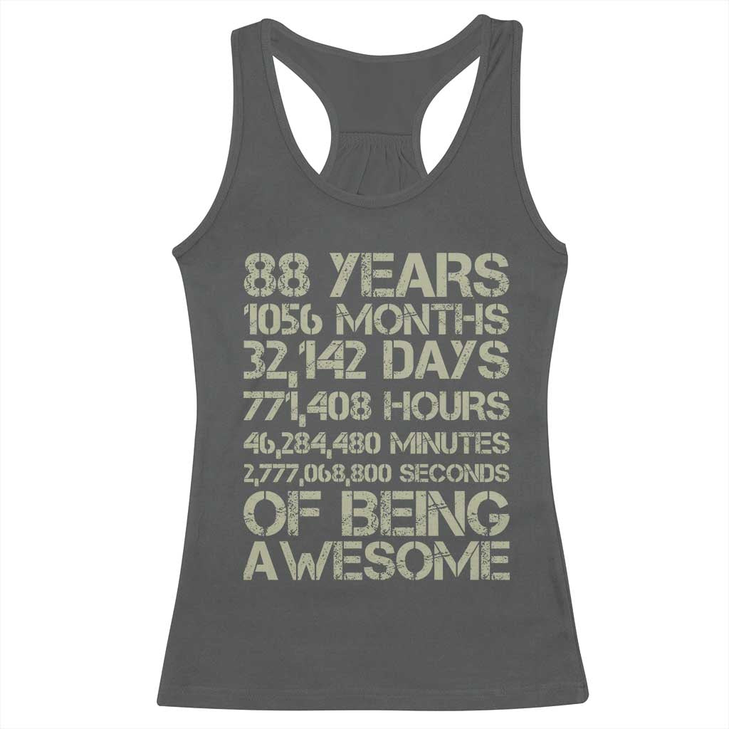 Vintage 88th Milestone Birthday Racerback Tank Top 88 Years Of Being Awesome