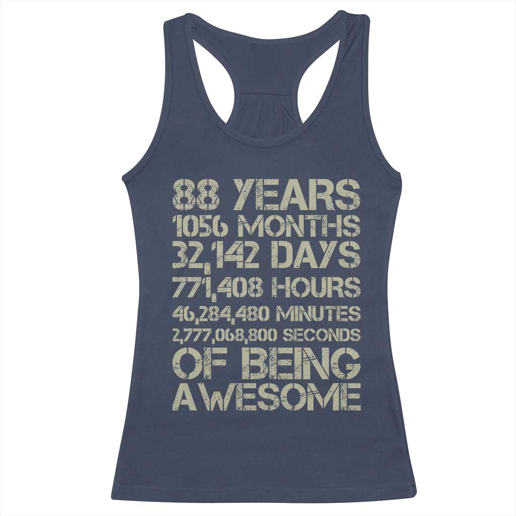 Vintage 88th Milestone Birthday Racerback Tank Top 88 Years Of Being Awesome