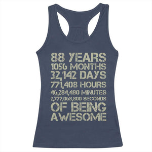 Vintage 88th Milestone Birthday Racerback Tank Top 88 Years Of Being Awesome
