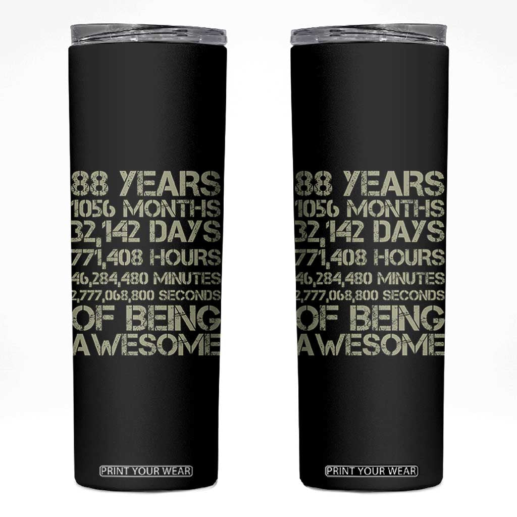 Vintage 88th Milestone Birthday Skinny Tumbler 88 Years Of Being Awesome