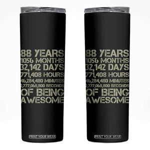 Vintage 88th Milestone Birthday Skinny Tumbler 88 Years Of Being Awesome