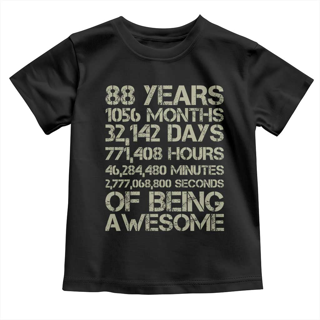 Vintage 88th Milestone Birthday Toddler T Shirt 88 Years Of Being Awesome