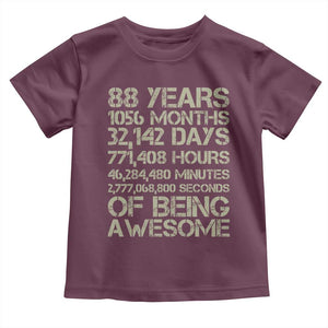 Vintage 88th Milestone Birthday Toddler T Shirt 88 Years Of Being Awesome