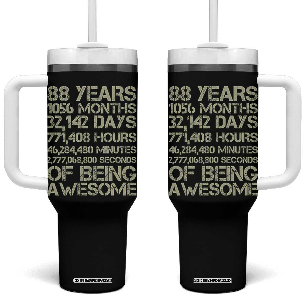 Vintage 88th Milestone Birthday Tumbler With Handle 88 Years Of Being Awesome