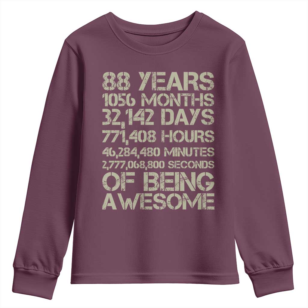 Vintage 88th Milestone Birthday Youth Sweatshirt 88 Years Of Being Awesome