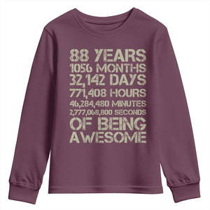 Vintage 88th Milestone Birthday Youth Sweatshirt 88 Years Of Being Awesome