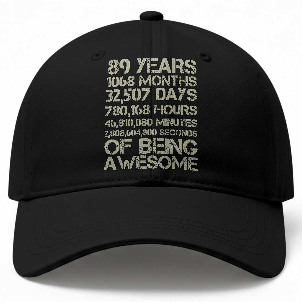 Vintage 89th Milestone Birthday Baseball Cap 89 Years Of Being Awesome