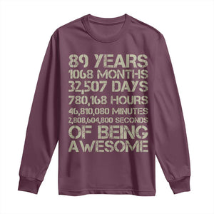 Vintage 89th Milestone Birthday Long Sleeve Shirt 89 Years Of Being Awesome