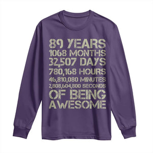 Vintage 89th Milestone Birthday Long Sleeve Shirt 89 Years Of Being Awesome
