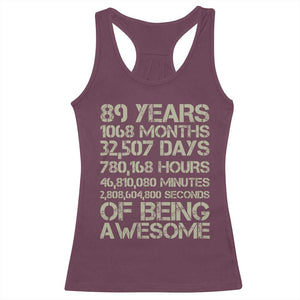 Vintage 89th Milestone Birthday Racerback Tank Top 89 Years Of Being Awesome