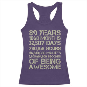 Vintage 89th Milestone Birthday Racerback Tank Top 89 Years Of Being Awesome