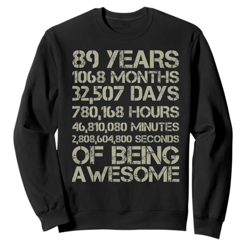 Vintage 89th Milestone Birthday Sweatshirt 89 Years Of Being Awesome