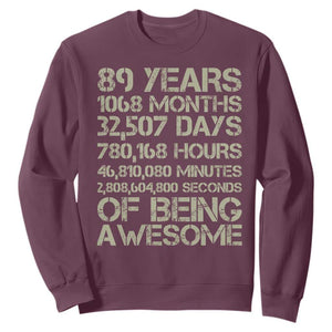 Vintage 89th Milestone Birthday Sweatshirt 89 Years Of Being Awesome