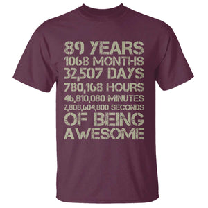Vintage 89th Milestone Birthday T Shirt 89 Years Of Being Awesome