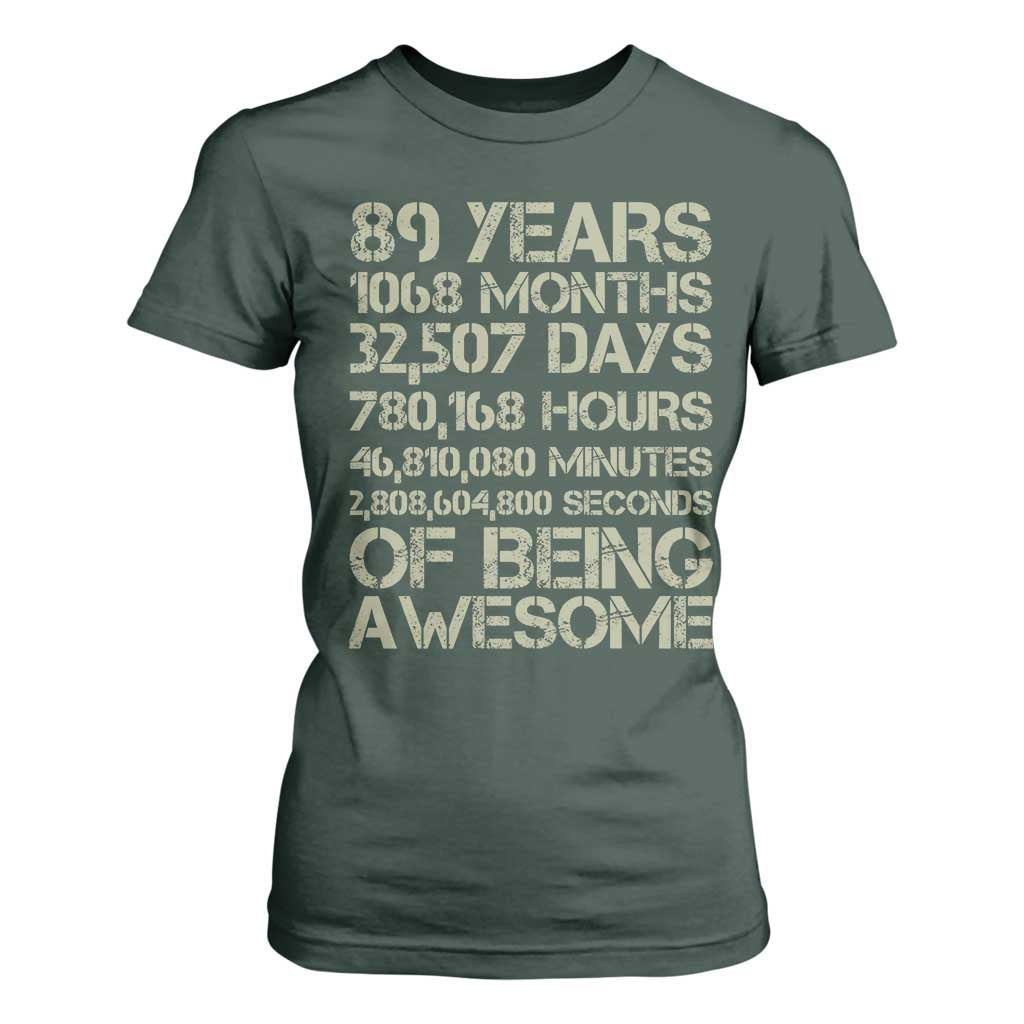 Vintage 89th Milestone Birthday T Shirt For Women 89 Years Of Being Awesome
