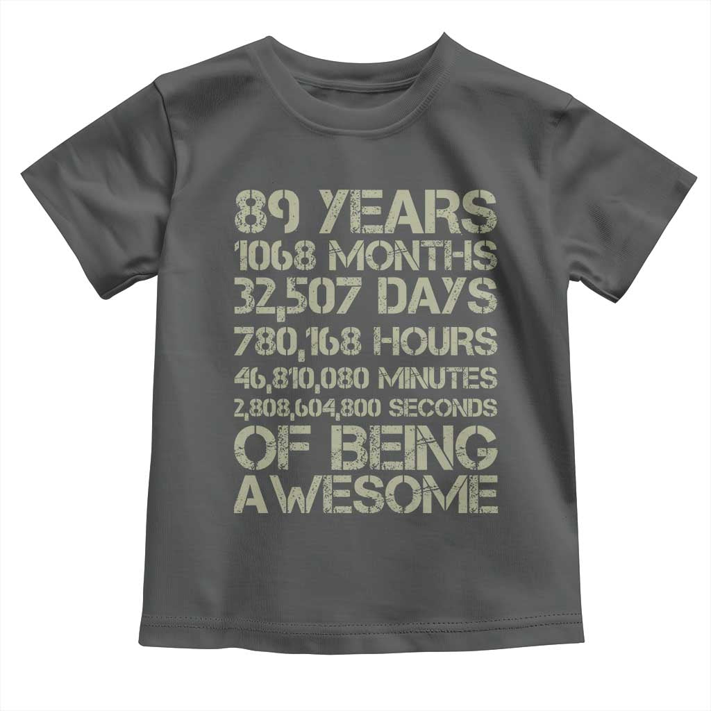 Vintage 89th Milestone Birthday Toddler T Shirt 89 Years Of Being Awesome