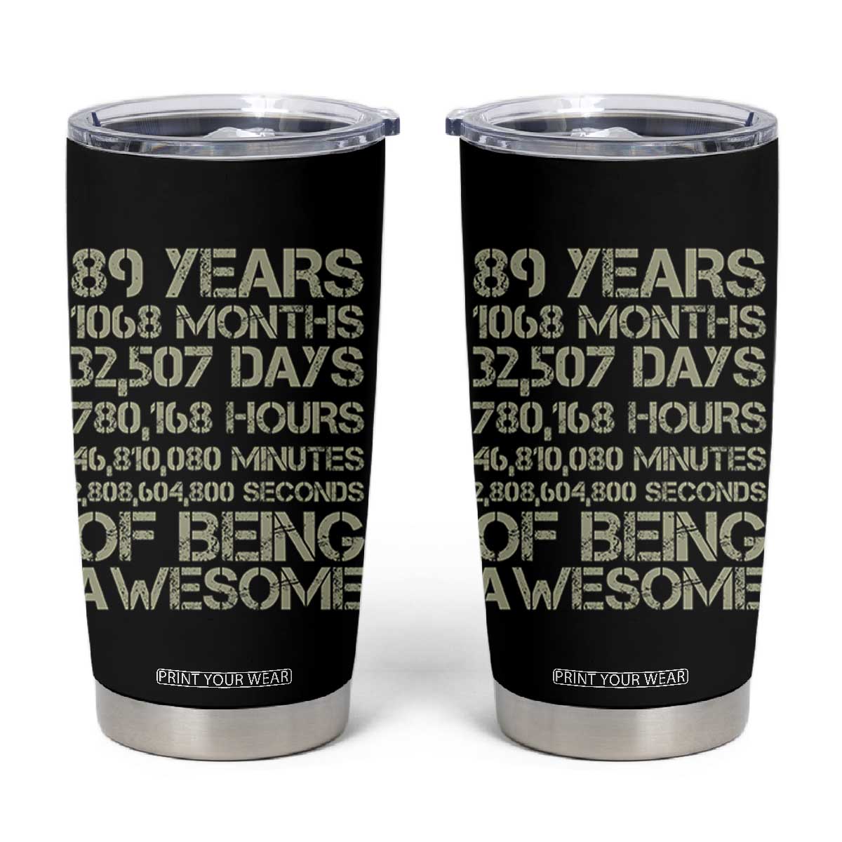 Vintage 89th Milestone Birthday Tumbler Cup 89 Years Of Being Awesome
