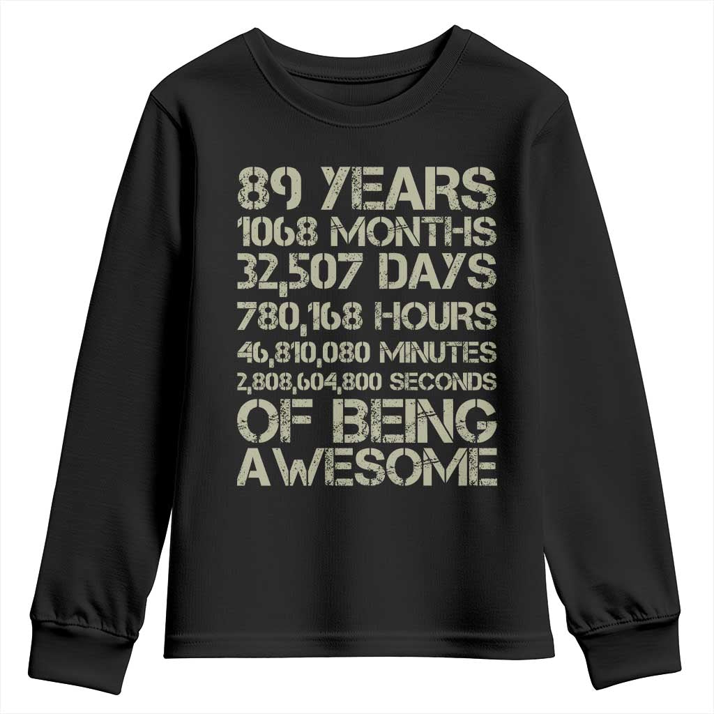 Vintage 89th Milestone Birthday Youth Sweatshirt 89 Years Of Being Awesome