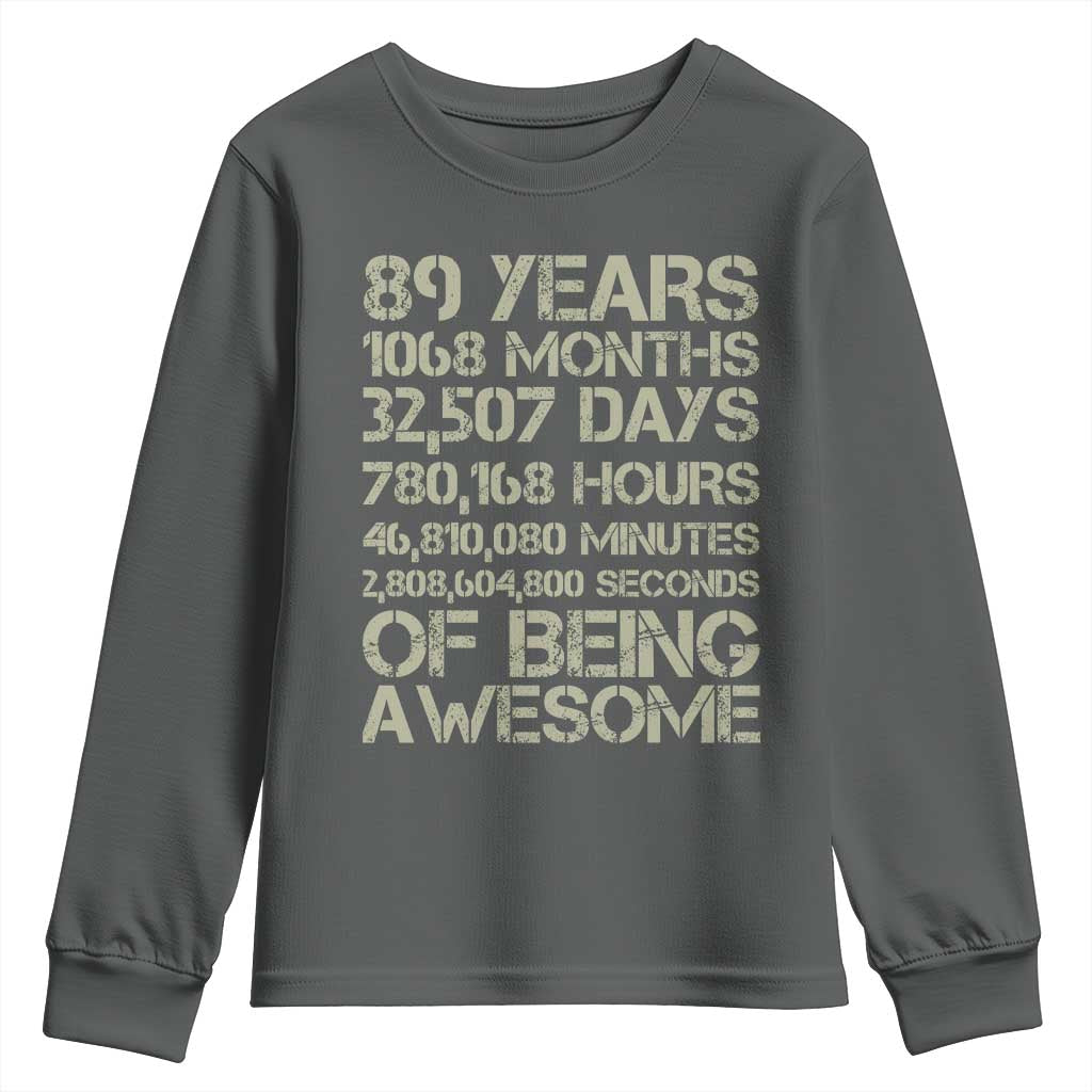 Vintage 89th Milestone Birthday Youth Sweatshirt 89 Years Of Being Awesome