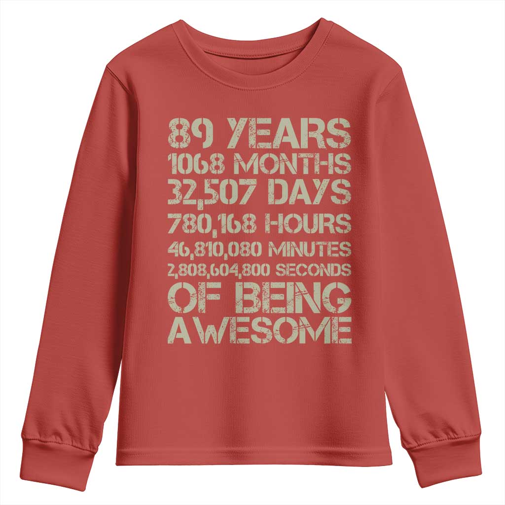 Vintage 89th Milestone Birthday Youth Sweatshirt 89 Years Of Being Awesome