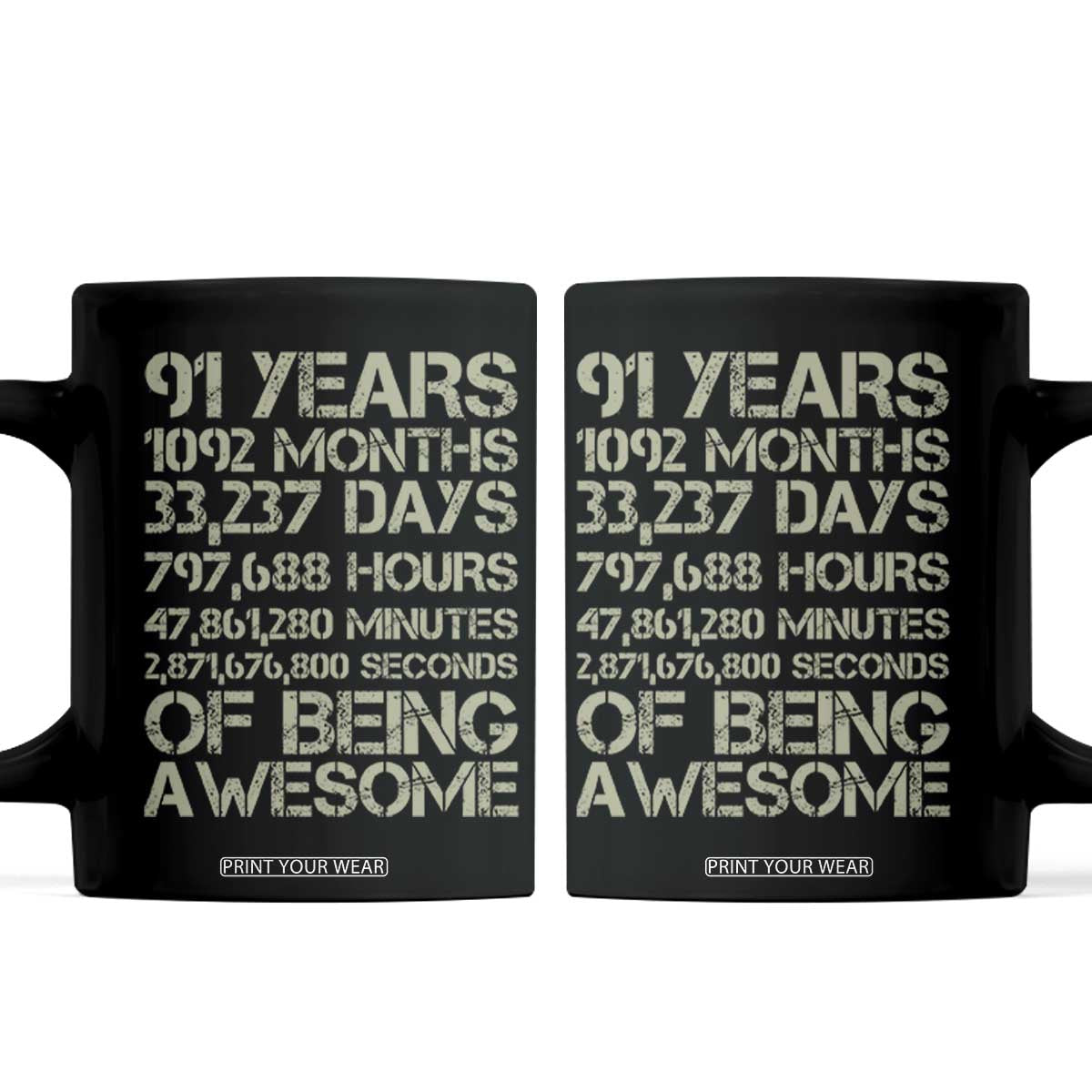Vintage 91st Milestone Birthday Coffee Mug 91 Years Of Being Awesome
