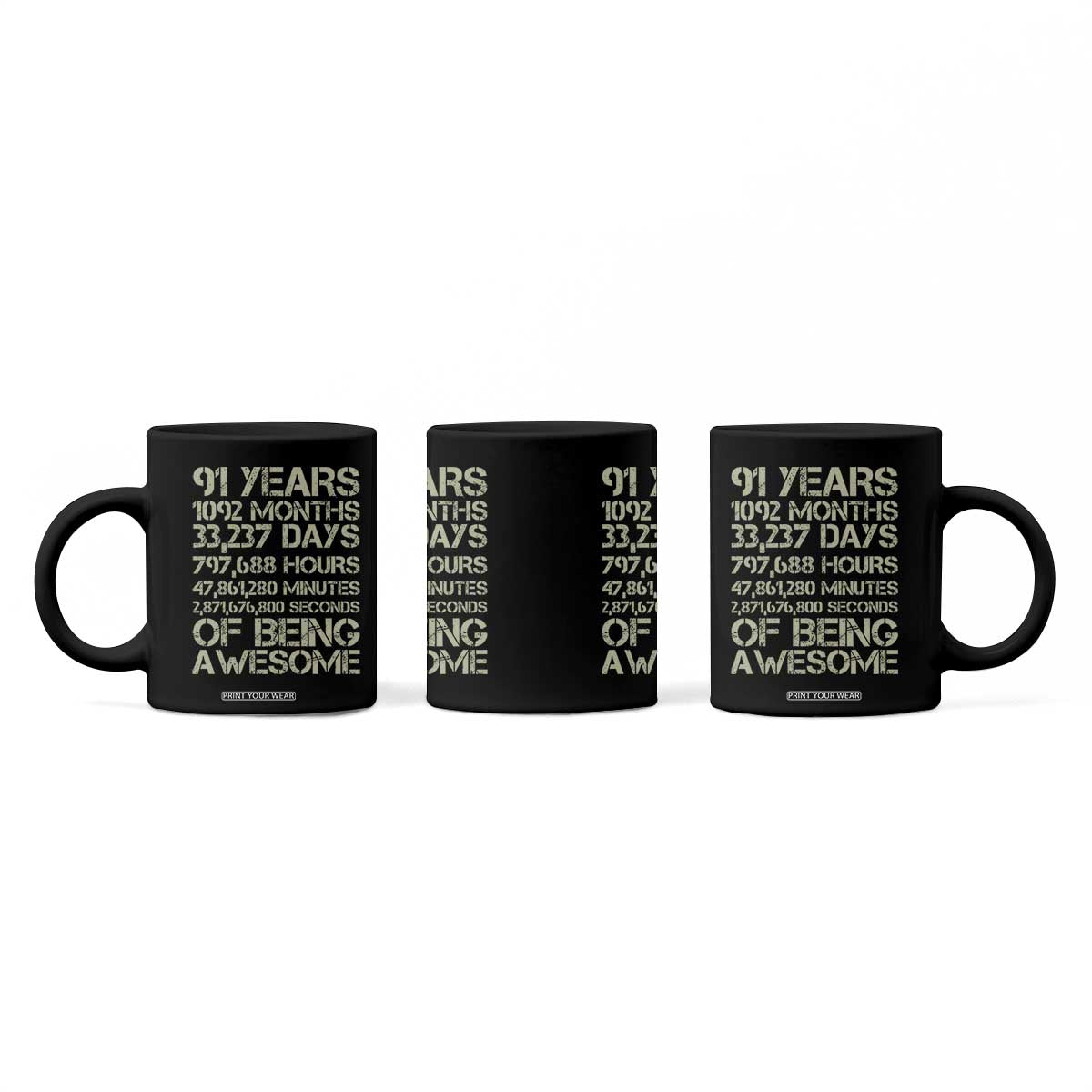Vintage 91st Milestone Birthday Coffee Mug 91 Years Of Being Awesome