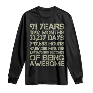 Vintage 91st Milestone Birthday Long Sleeve Shirt 91 Years Of Being Awesome
