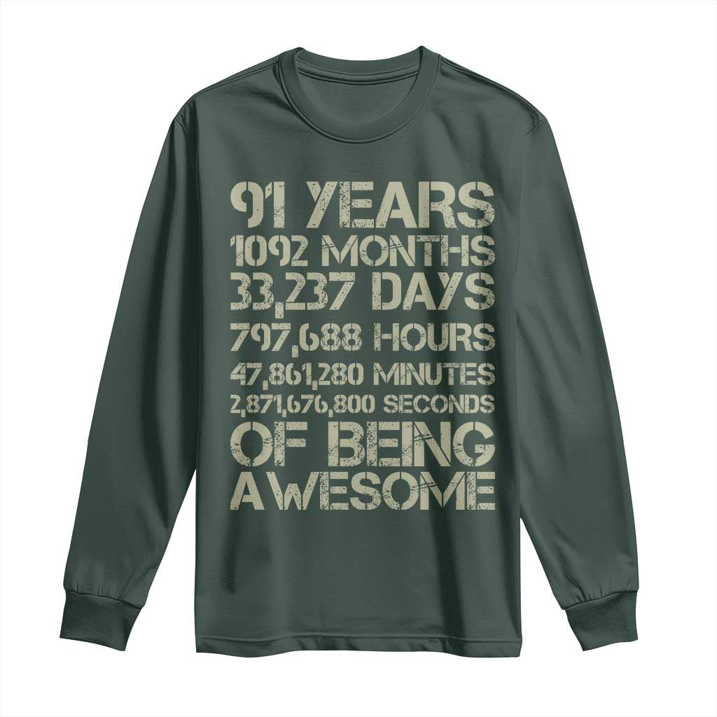 Vintage 91st Milestone Birthday Long Sleeve Shirt 91 Years Of Being Awesome