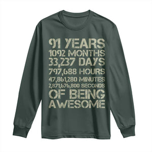 Vintage 91st Milestone Birthday Long Sleeve Shirt 91 Years Of Being Awesome