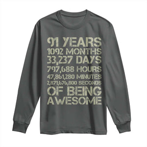 Vintage 91st Milestone Birthday Long Sleeve Shirt 91 Years Of Being Awesome