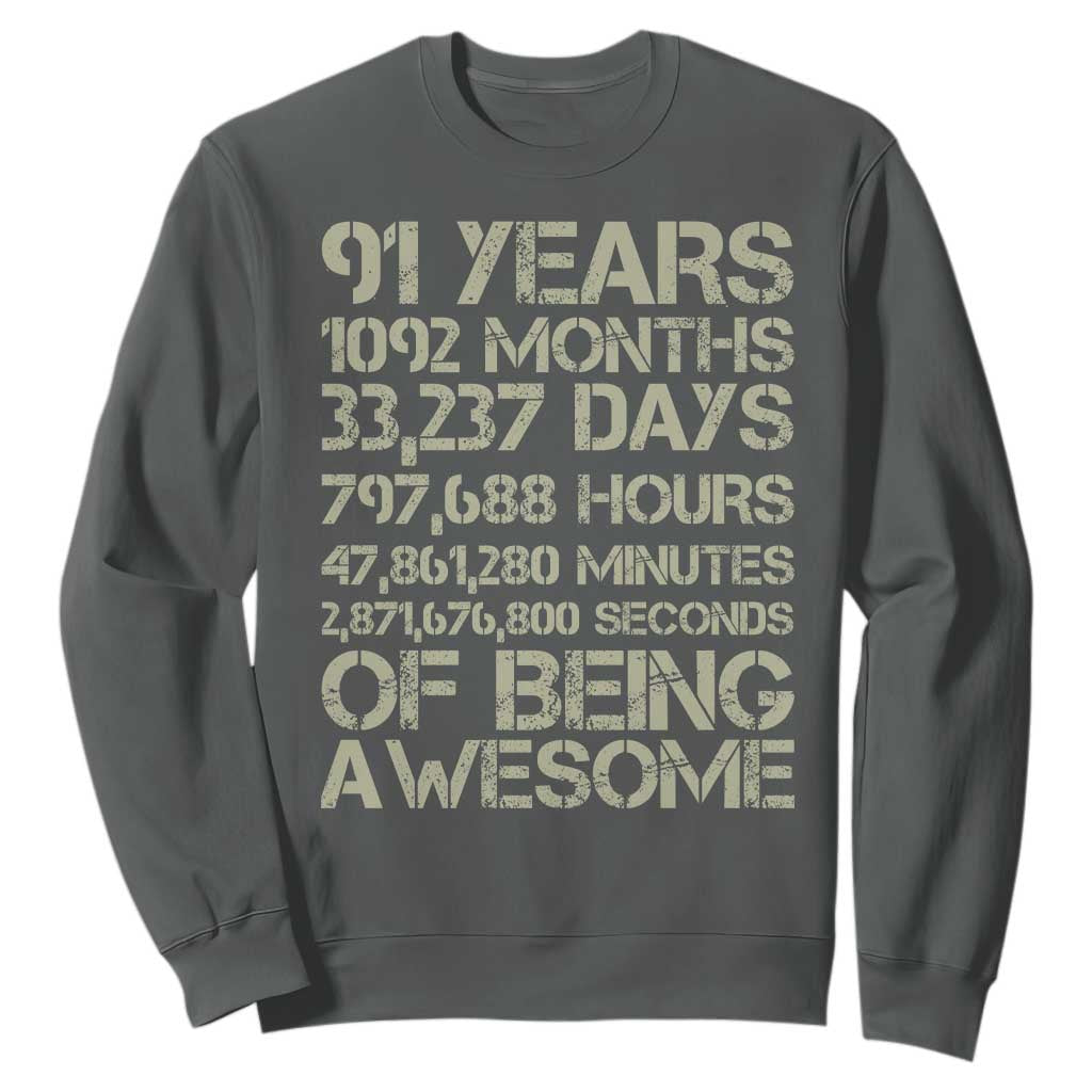 Vintage 91st Milestone Birthday Sweatshirt 91 Years Of Being Awesome