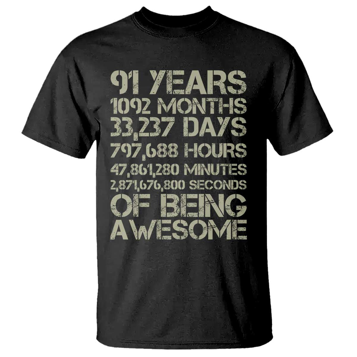 Vintage 91st Milestone Birthday T Shirt 91 Years Of Being Awesome