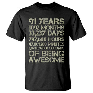 Vintage 91st Milestone Birthday T Shirt 91 Years Of Being Awesome