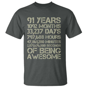 Vintage 91st Milestone Birthday T Shirt 91 Years Of Being Awesome